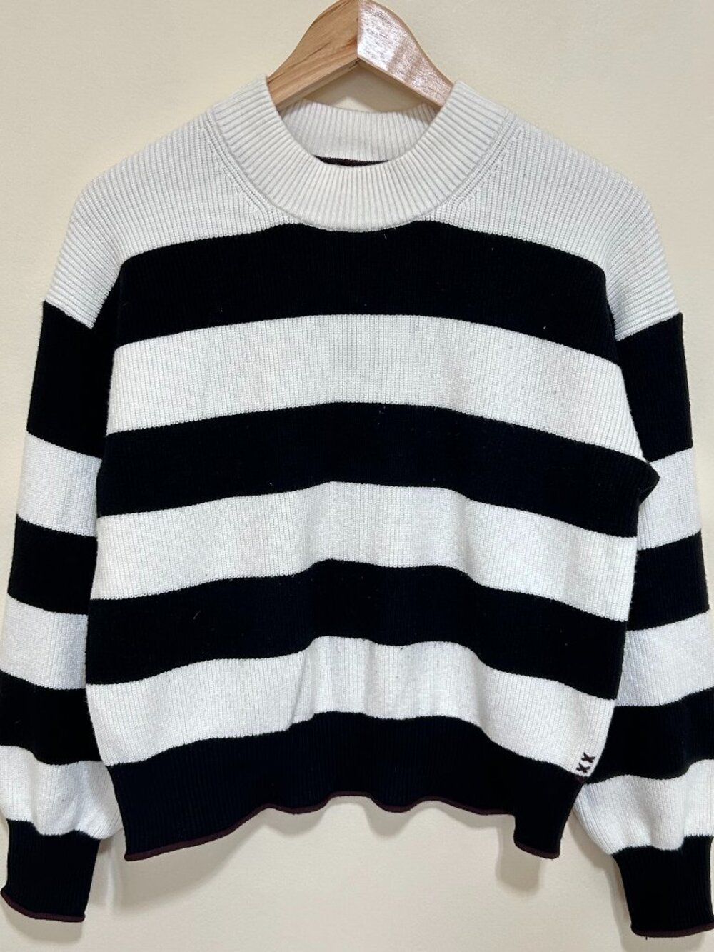 Scotch & Soda Crewneck Sweater Black & White Striped Size M